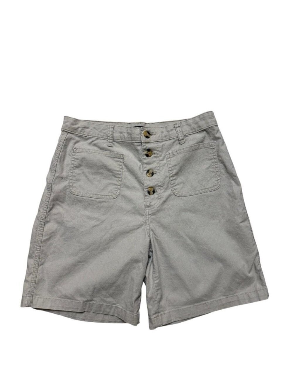 Lee Relaxed Fit High Rise Shorts Size 12 Khaki Button Front